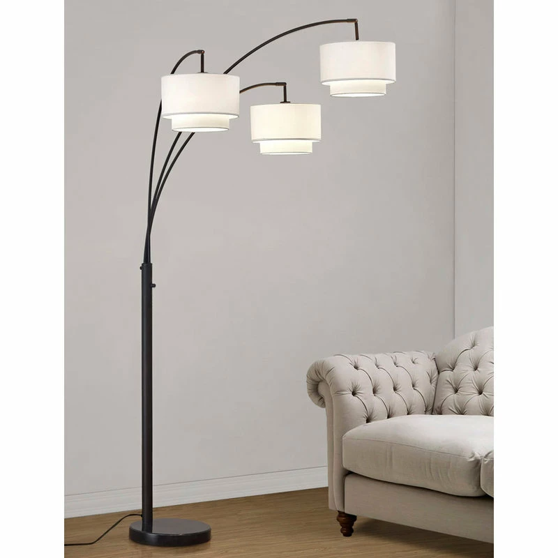Outlet 🌟 HOMEGLAM Broadway 3-Light Arch Floor Lamp, Dark Bronze/White ⭐ 4 Outlet 🌟 HOMEGLAM Broadway 3-Light Arch Floor Lamp, Dark Bronze/White ⭐ - Image 2