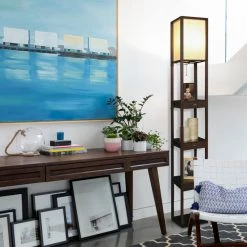 Flash Sale 👍 Brightech Maxwell Drawer Edition - Shelf & LED Floor Lamp Combination, Havana Br ⌛ -Lamps Sales Store 0381d9800eb7074b 5642 w800 h800 b0 p0