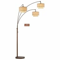 Discount 👍 Artiva LumiereIII LED Arched Floor Lamp Double Layer Shade, Dimmer, Antique Bronze, 80" 👍