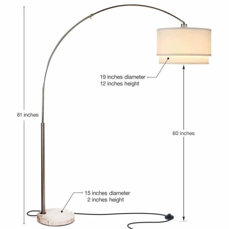 Deals ❤️ Brightech Mason - Arc Floor Lamp With Unique Hanging Drum Shade, Nickel 🤩 4 Deals ❤️ Brightech Mason - Arc Floor Lamp With Unique Hanging Drum Shade, Nickel 🤩 - Image 2