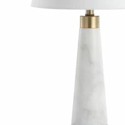 Coupon 🎉 Travis 26.5" Marble Gold Modern Column LED Table Lamp, White By JONATHAN Y ✔️ -Lamps Sales Store 1651e2230387c053 1294 w800 h800 b0 p0
