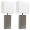 Cheap 🧨 Elegant Designs 2-Pack Modern Leather Table Lamps With White Fabric Shades, Gray ✨ -Lamps Sales Store 16e193890ba249b7 6329 w800 h800 b1 p0