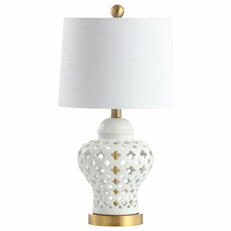 Deals ๐ JONATHAN Y Quatrefoil Fretwork 20.5" Ginger Jar Ceramic And Metal LED Table Lamp, White ๐ 7 Deals ๐ JONATHAN Y Quatrefoil Fretwork 20.5" Ginger Jar Ceramic And Metal LED Table Lamp, White ๐ - Image 5