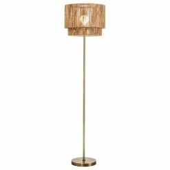 Outlet 🌟 Vandue Corporation Modern Home Soho Jute Golden Brass Floor Lamp W/Natural Jute Rope Shade ⭐