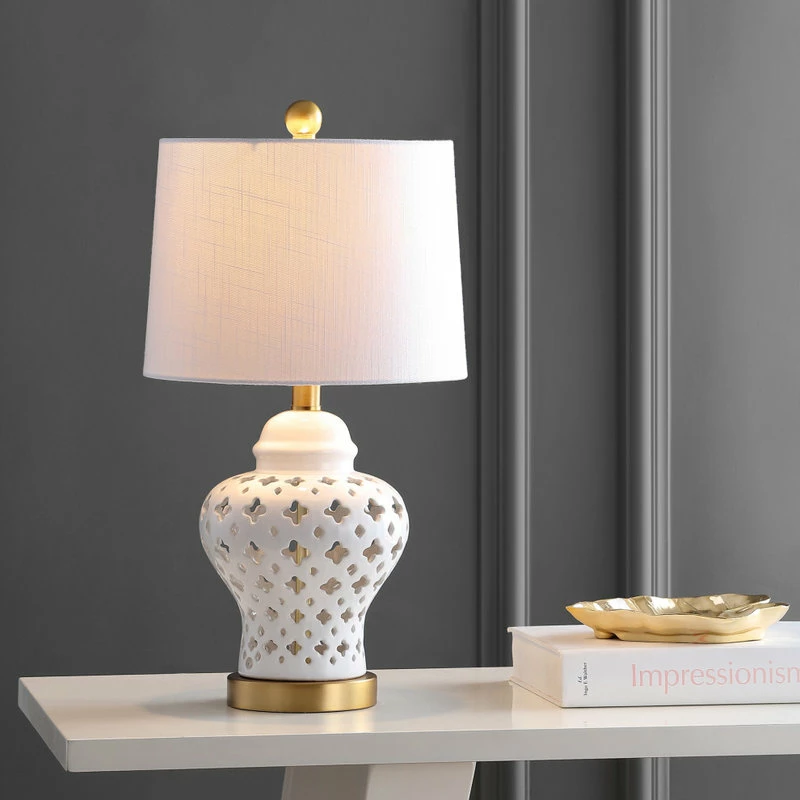 Deals ๐ JONATHAN Y Quatrefoil Fretwork 20.5" Ginger Jar Ceramic And Metal LED Table Lamp, White ๐ 5 Deals ๐ JONATHAN Y Quatrefoil Fretwork 20.5" Ginger Jar Ceramic And Metal LED Table Lamp, White ๐ - Image 3