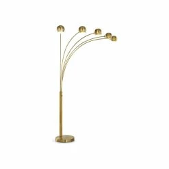 Discount 😍 HOMEGLAM The ORBS Modern 5 Llite Arch Floor Lamp, Antique Brass 👍