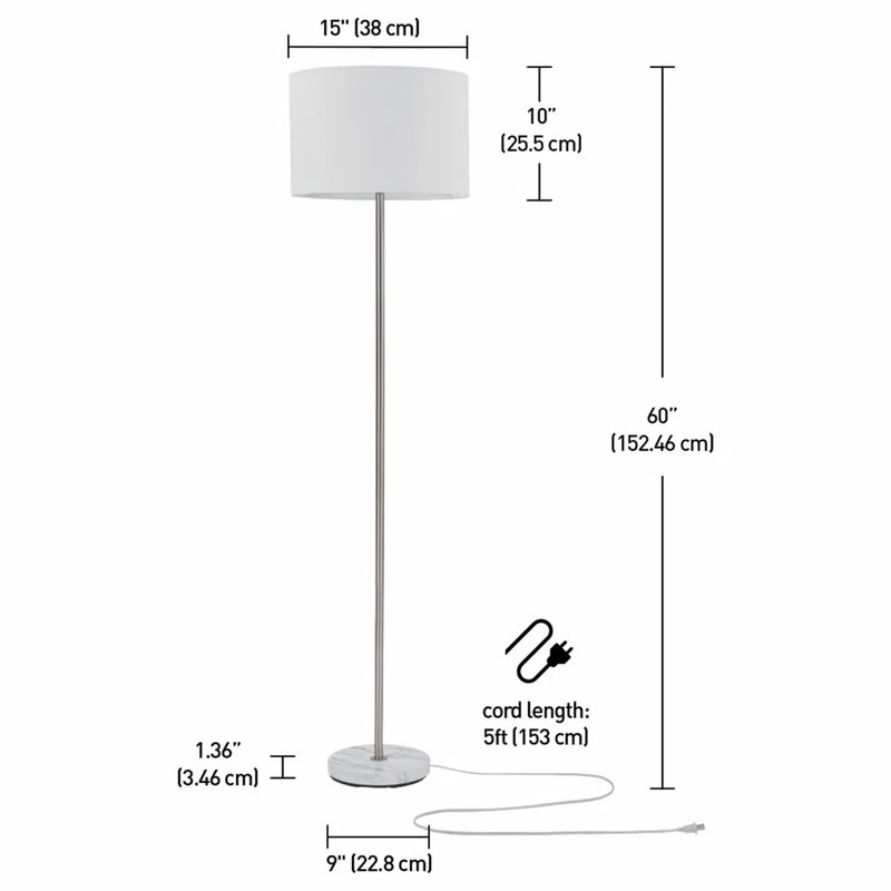 Best deal 🤩 Globe Electric Versailles 60" Brushed Nickel Floor Lamp, Faux Marble Accent 🤩 7 Best deal 🤩 Globe Electric Versailles 60" Brushed Nickel Floor Lamp, Faux Marble Accent 🤩 - Image 5