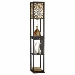 New 🔥 Artiva USA Etagere 63" Shelf Floor Lamp With Drawer, Expresso 🎁