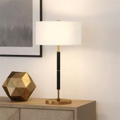 Coupon 🔔 Hudson&Canal Simone 25 Tall 2-Light Table Lamp With Fabric Shade In Black/Brass/White 🎉 -Lamps Sales Store 34414ea50e15ce4e 2078 w800 h800 b0 p0