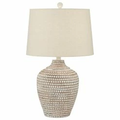 Lamps Sales Store 39 Budget 🎉 Pacific Coast Lighting Alese Table Lamp | Neutral Earth Polka Dot Jug Table Lamp ✨