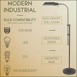 Top 10 😍 Kira Home Prescott 58" Adjustable Standing Pharmacy Floor Lamp, Includes 6W LED 🛒 -Lamps Sales Store 39016bc000d3b004 8653 w800 h800 b0 p0