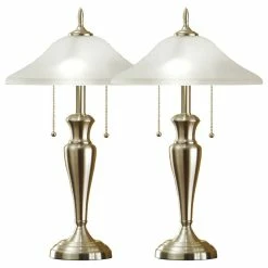 Brand new 😍 Artiva 24" Brushed Steel Table Lamps With High Quality 🔨 Hammered Glass Shades, Set Of 2 🧨