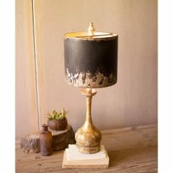 Discount ⌛ Kalalou, Inc. Table Lamp, Round Wooden Base W Black & Gold Metal Shade 👍 -Lamps Sales Store 3e216c350d76823b 4561 w800 h800 b0 p0