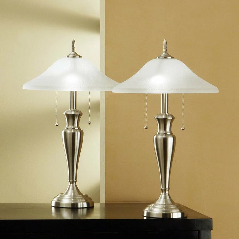 Brand new ๐ Artiva 24" Brushed Steel Table Lamps With High Quality ๐จ Hammered Glass Shades, Set Of 2 ๐งจ 4 Brand new ๐ Artiva 24" Brushed Steel Table Lamps With High Quality ๐จ Hammered Glass Shades, Set Of 2 ๐งจ - Image 2