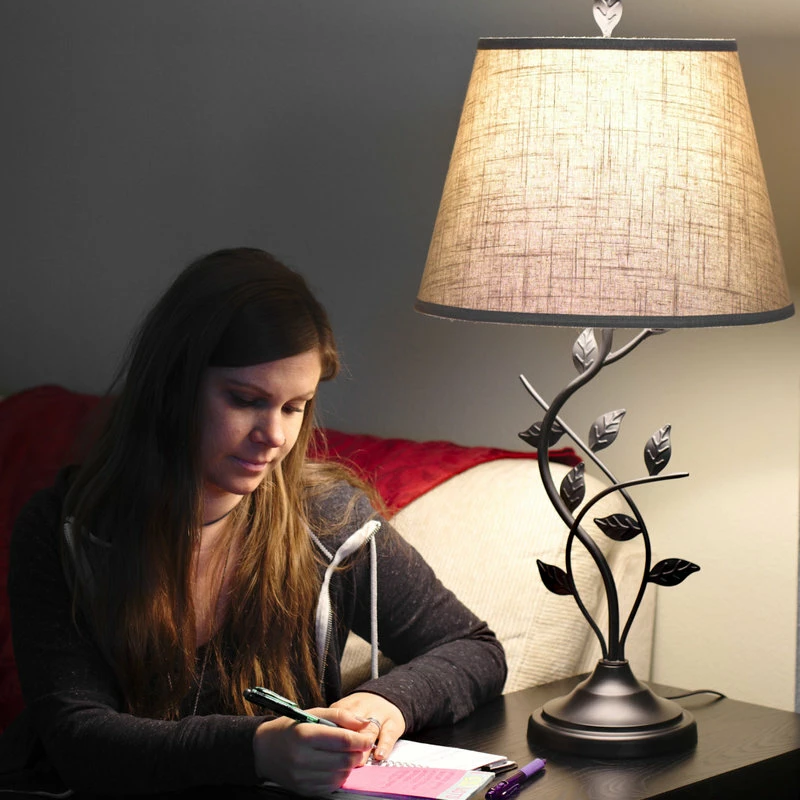 Best Pirce ๐ Kira Home Ambrose 31" Rustic Table Lamp, Beige Fabric Shade, Leaf Detailed Body โญ 5 Best Pirce ๐ Kira Home Ambrose 31" Rustic Table Lamp, Beige Fabric Shade, Leaf Detailed Body โญ - Image 3