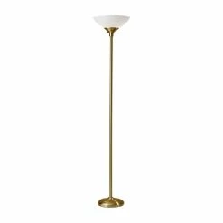 Budget 🎁 Adesso Home Glenn Metal 300W Torchiere In Antique Brass 👍