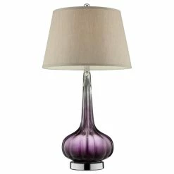 Deals 🥰 OK Lighting 30"H Mulberry Glass Table Lamp 👏