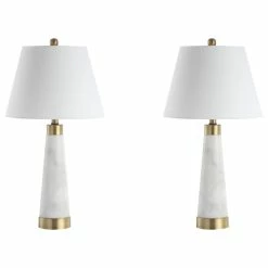 Coupon 🎉 Travis 26.5" Marble Gold Modern Column LED Table Lamp, White By JONATHAN Y ✔️ -Lamps Sales Store 486102050387c04b 1294 w800 h800 b1 p0