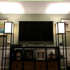 Hot Sale 😀 Kira Home Toro 63" Wood Floor Lamp, Shelves, Off White Shade, 23W CFL Bulb (100W 😍 -Lamps Sales Store 48619ea700d11815 8646 w800 h800 b0 p0