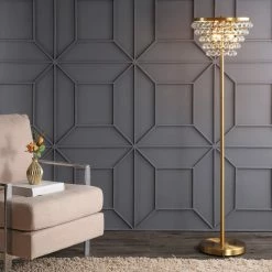Hot Sale 🔥 JONATHAN Y Jemma Crystal, Metal LED Floor Lamp, 60", Brass Gold ⭐ -Lamps Sales Store 490129770387c027 5575 w800 h800 b0 p0