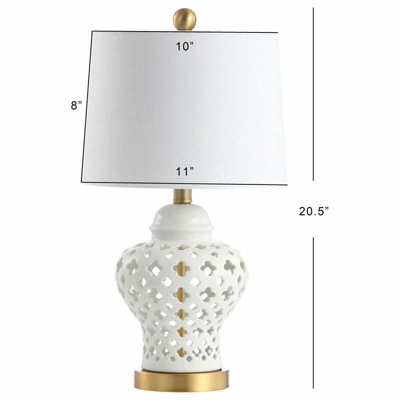 Deals ๐ JONATHAN Y Quatrefoil Fretwork 20.5" Ginger Jar Ceramic And Metal LED Table Lamp, White ๐ 10 Deals ๐ JONATHAN Y Quatrefoil Fretwork 20.5" Ginger Jar Ceramic And Metal LED Table Lamp, White ๐ - Image 8