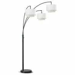 Outlet 🌟 HOMEGLAM Broadway 3-Light Arch Floor Lamp, Dark Bronze/White ⭐