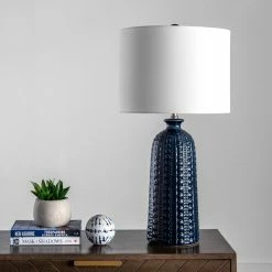 Outlet 🎉 NuLOOM 30" Polona Ceramic Linen Shade Table Lamp, Navy 🥰 -Lamps Sales Store 58417da90e863e1b 8477 w800 h800 b0 p0