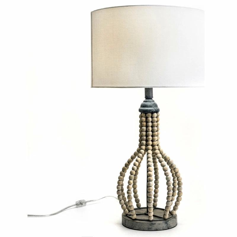 Wholesale ๐ NuLOOM 25" Rattan Beaded Frame Cloth Shade Light Gray Table Lamp ๐ 6 Wholesale ๐ NuLOOM 25" Rattan Beaded Frame Cloth Shade Light Gray Table Lamp ๐ - Image 4