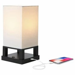 Buy 😀 Brightech Maxwell Table, Nightstand, Desk & Table Lamp, Classic Black ⭐