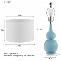 Brand new 🧨 Lavish Home Set Of 2 Ceramic Double Gourd Table Lamps, Blue ❤️ -Lamps Sales Store 5aa125b20cbf3abe 0862 w800 h800 b1 p0