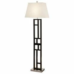 Best deal 🤩 Artiva Perry 64" Geometric-Sculptured, Black And Brushed Steel Finished Floor Lamp 🔔