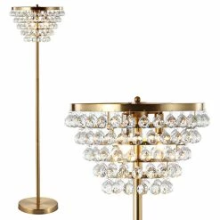 Hot Sale 🔥 JONATHAN Y Jemma Crystal, Metal LED Floor Lamp, 60", Brass Gold ⭐