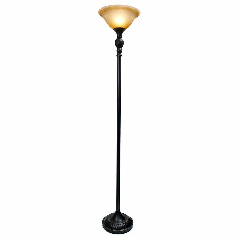 Wholesale ๐คฉ ELEGANT DESIGNS 1-Light Torchiere Floor Lamp, Marbelized Amber Glass Shade, Restoration Bronze ๐ 3 Wholesale ๐คฉ ELEGANT DESIGNS 1-Light Torchiere Floor Lamp, Marbelized Amber Glass Shade, Restoration Bronze ๐