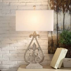 Best Sale 🌟 Crestview Collection Fleur De Lis Table Lamp, Off-White ✨ -Lamps Sales Store 5f517b760eb060a7 9236 w800 h800 b0 p0