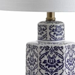 Cheapest 🎉 JONATHAN Y Diana 23.5" Ginger Jar Ceramic, Metal LED Table Lamp, Blue, White 👏 -Lamps Sales Store 63d136f60387bcc6 0299 w800 h800 b0 p0