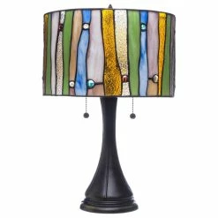 Cheapest 👏 Serena D'italia Contemporary Tiffany 2-Light Striped 22 In.Table Lamp 🔥