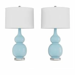 Brand new 🧨 Lavish Home Set Of 2 Ceramic Double Gourd Table Lamps, Blue ❤️