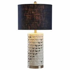 Promo 🥰 StyleCraft Home Collection School Of Fish Cylindrical Table Lamp, White,Silver,Sand, Navy Blue 😀 -Lamps Sales Store 67d186d40c7fe386 2638 w800 h800 b1 p0