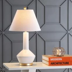 Budget ⌛ JONATHAN Y Copenhagen 29" Ceramic, Metal LED Table Lamp, White 😍 -Lamps Sales Store 68d17456037e33db 5462 w800 h800 b0 p0