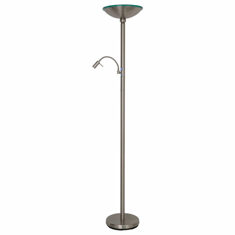 Wholesale ❤️ Artiva Saturn II 71" Torchiere Lamp W/ Reading Light, Touch Dimmer, Brushed Steel ❤️ 3 Wholesale ❤️ Artiva Saturn II 71" Torchiere Lamp W/ Reading Light, Touch Dimmer, Brushed Steel ❤️