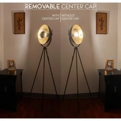 New ✨ Kira Home Sulis 58" Tripod LED Floor Lamp, 9W Bulb (/), Leather Accent Legs 🔥 -Lamps Sales Store 6eb1a3530d5d9bad 8652 w800 h800 b0 p0