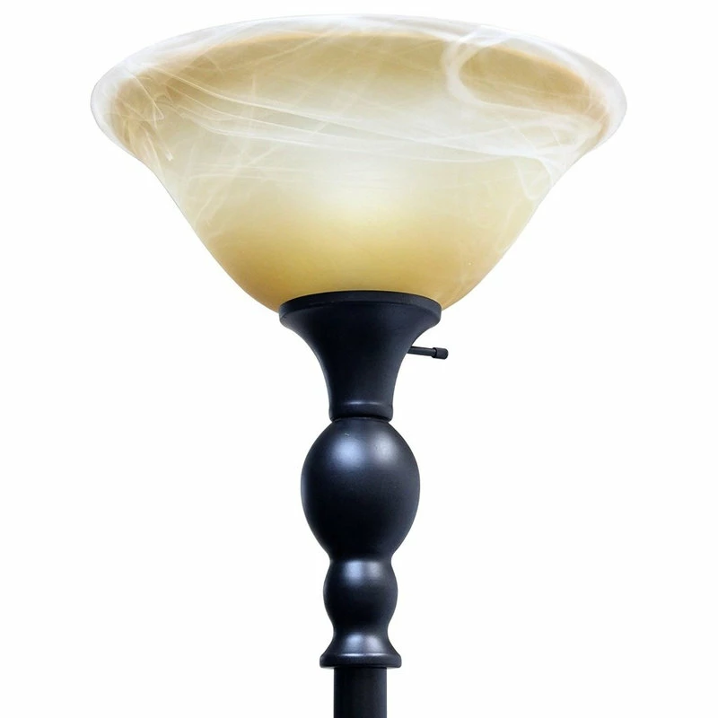 Wholesale ๐คฉ ELEGANT DESIGNS 1-Light Torchiere Floor Lamp, Marbelized Amber Glass Shade, Restoration Bronze ๐ 6 Wholesale ๐คฉ ELEGANT DESIGNS 1-Light Torchiere Floor Lamp, Marbelized Amber Glass Shade, Restoration Bronze ๐ - Image 4