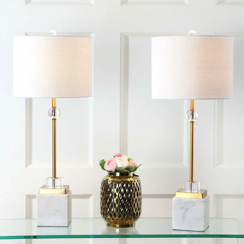 Budget 🔥 JONATHAN Y Dawson 30" Marble And Crystal Table Lamp, Brass, Set Of 2 ❤️ 5 Budget 🔥 JONATHAN Y Dawson 30" Marble And Crystal Table Lamp, Brass, Set Of 2 ❤️ - Image 3