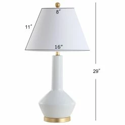 Budget ⌛ JONATHAN Y Copenhagen 29" Ceramic, Metal LED Table Lamp, White 😍 -Lamps Sales Store 72818a10037e33e6 5462 w800 h800 b1 p0