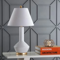 Budget ⌛ JONATHAN Y Copenhagen 29" Ceramic, Metal LED Table Lamp, White 😍 -Lamps Sales Store 73b1ec7a037e33dc 5462 w800 h800 b0 p0