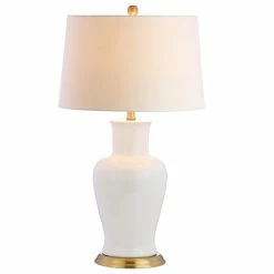 Cheapest 🥰 JONATHAN Y Julian 29" Ceramic Table Lamp, White/Gold 💯