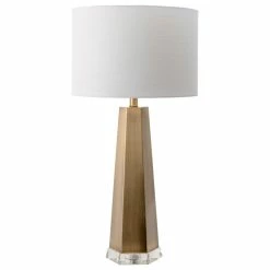 Best reviews of 🤩 NuLOOM 30" Ombre Metal Obelisk Linen Shade Brass, 3-Way Switch Table Lamp ⌛