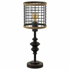 Brand new ❤️ StyleCraft Home Collection Black Metal Mini Lamp With Cage Shade And Edison Bulb 💯