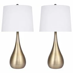 Cheap 🔥 LumiSource 30" Plated Gold Teardrop Table Lamps, Set Of 2 ❤️