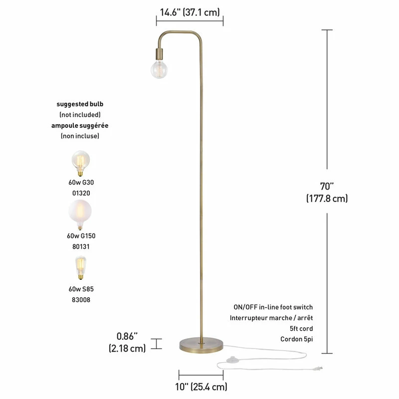 Flash Sale ๐ Globe Electric Holden 70" Black Floor Lamp, Matte Brass ๐ฅ 10 Flash Sale ๐ Globe Electric Holden 70" Black Floor Lamp, Matte Brass ๐ฅ - Image 8